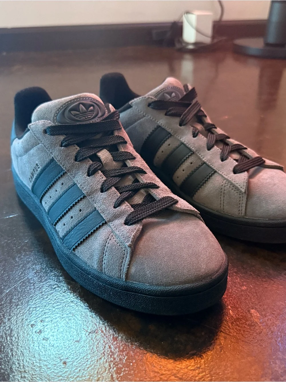 adidas Originals Grey and Black Suede Sneakers